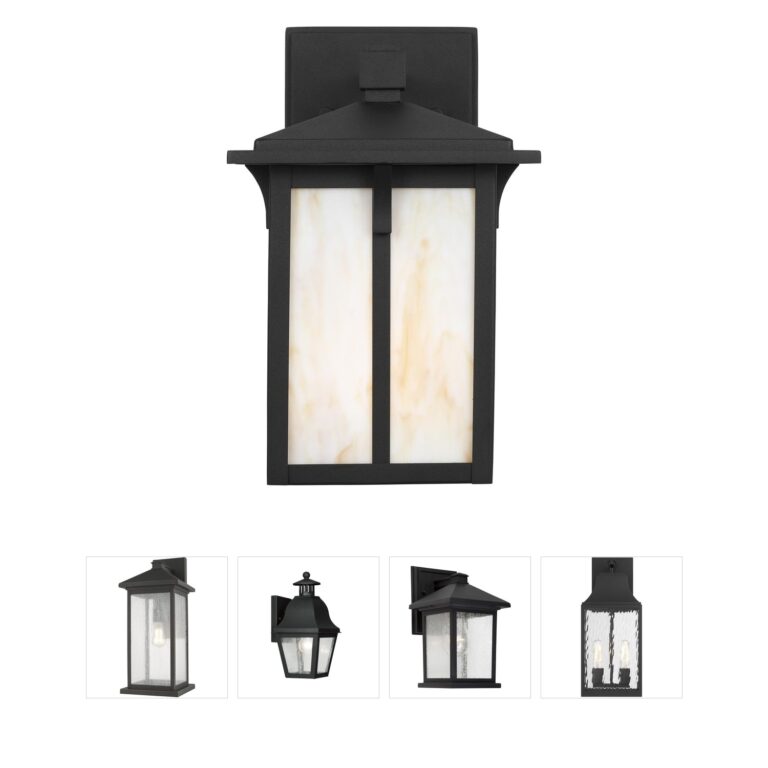 Generation Lighting Tomek Black Outdoor Wall Lantern with Champagne Glass