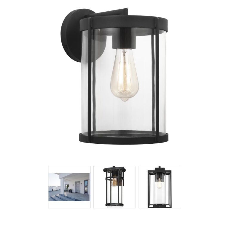 Generation Lighting Luning Textured Black Outdoor Wall Lantern with Clear Glass
