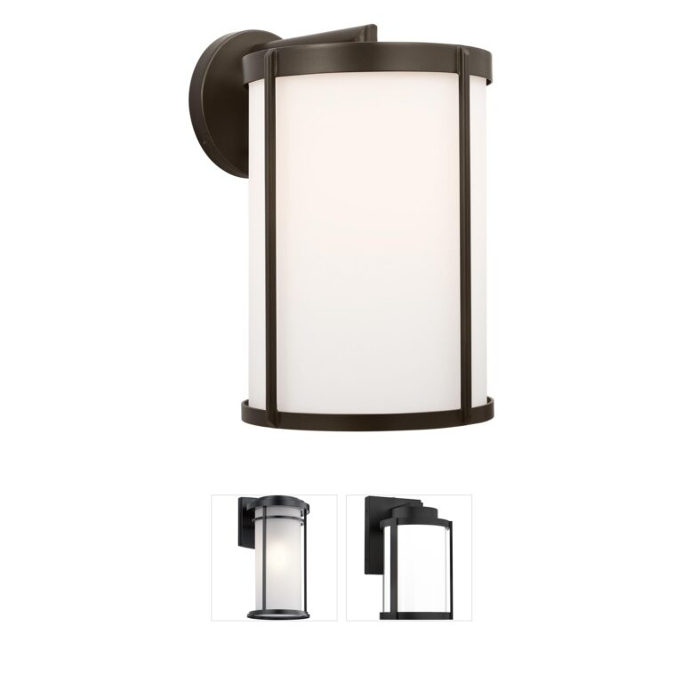 Generation Lighting Luning Large Antique Bronze Outdoor Wall Lantern with Opal Etched Glass