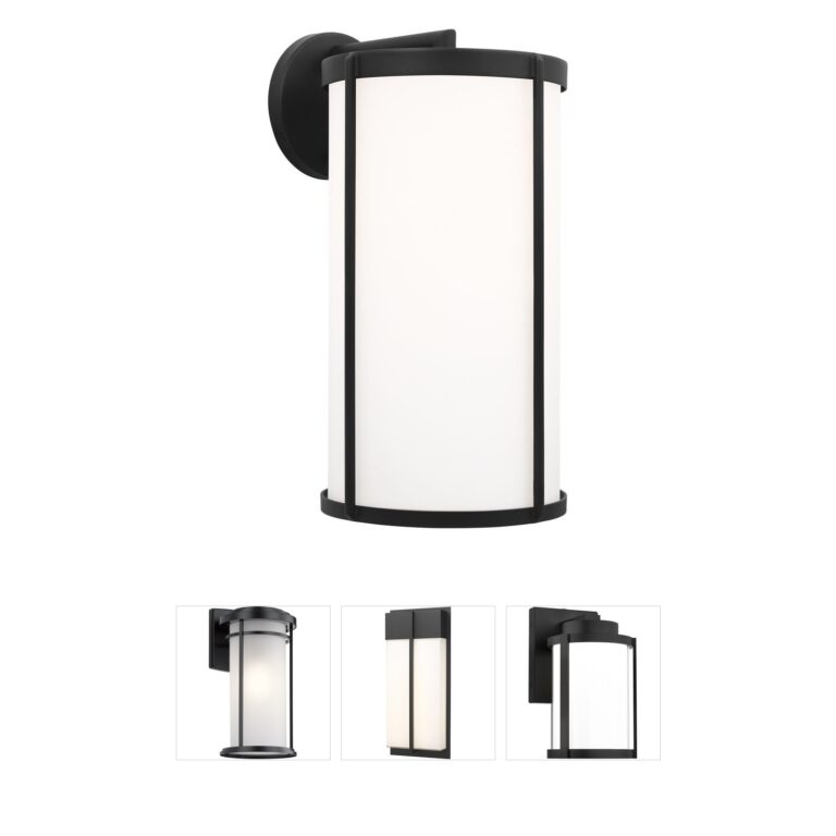 Generation Lighting Luning Textured Black Outdoor Wall Lantern with Opal Etched Glass