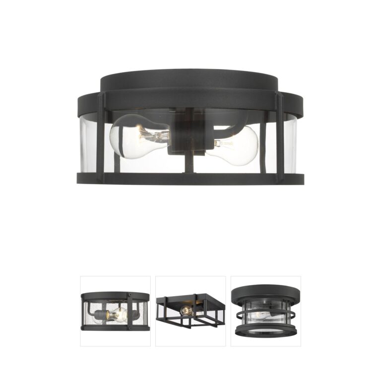 Generation Lighting Luning Textured Black Aluminum Outdoor Flush Mount