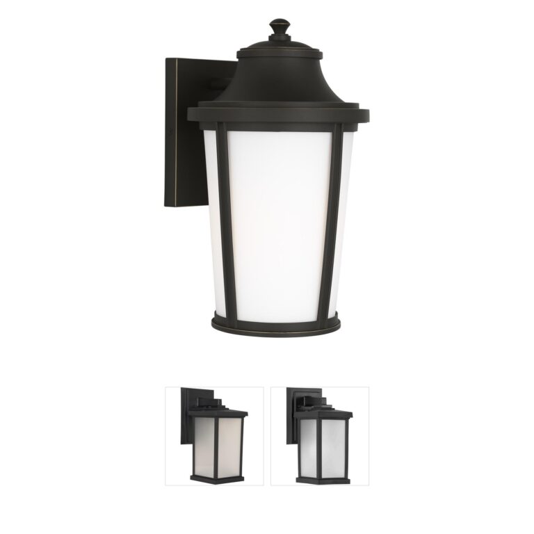 Generation Lighting Portola Antique Bronze Outdoor Wall Lantern with Etched White Glass