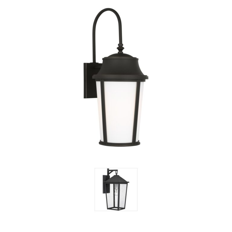 Generation Lighting Portola Antique Bronze Outdoor Wall Lantern with Etched White Glass