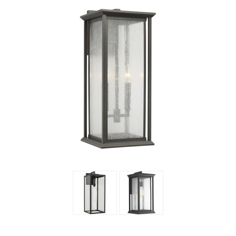 Generation Lighting Audley 20-Inch Antique Bronze Outdoor Wall Lantern with Textured Seeded Glass
