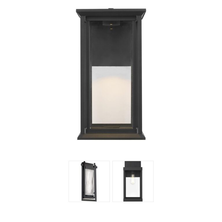 Generation Lighting Audley Textured Black Outdoor LED Wall Lantern with Clear Glass