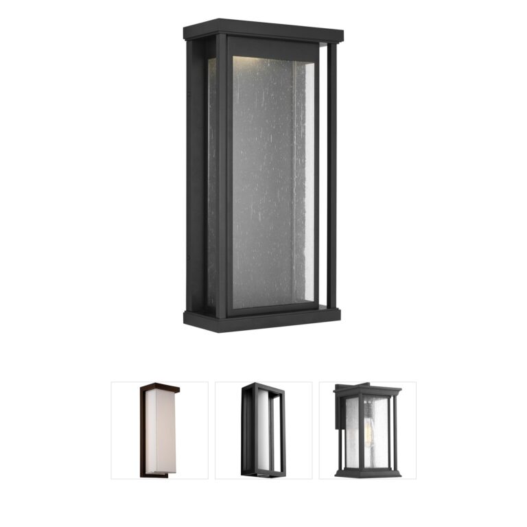 Generation Lighting Faywood Textured Black LED Outdoor Wall Lantern with Clear Seeded Glass