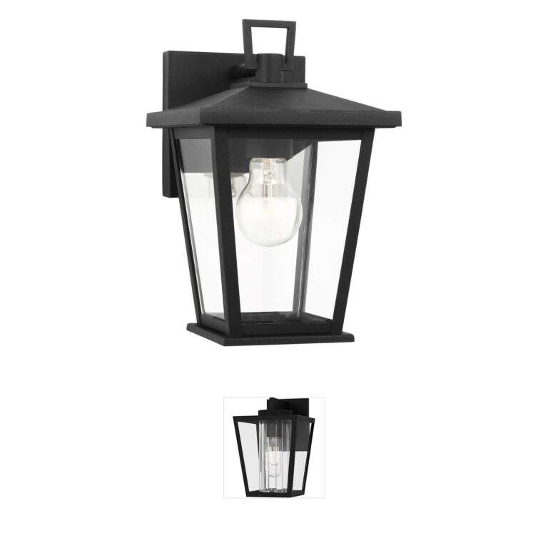 Generation Lighting Linton Textured Black Aluminum Outdoor Wall Lantern