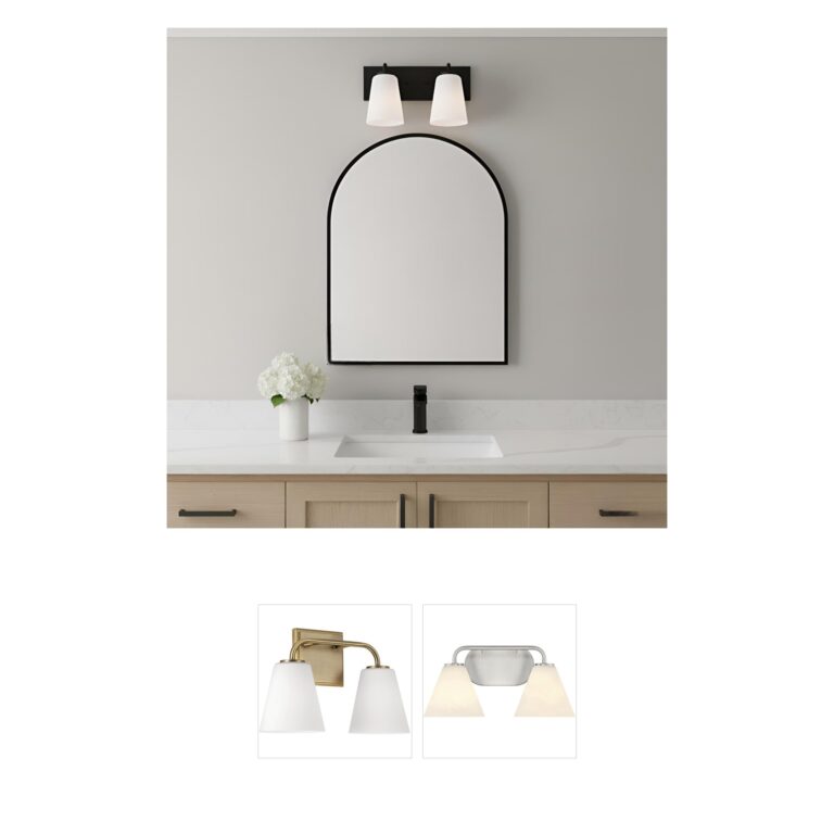 Generation Lighting Miles 2-Light Midnight Black Vanity with White Etched Glass