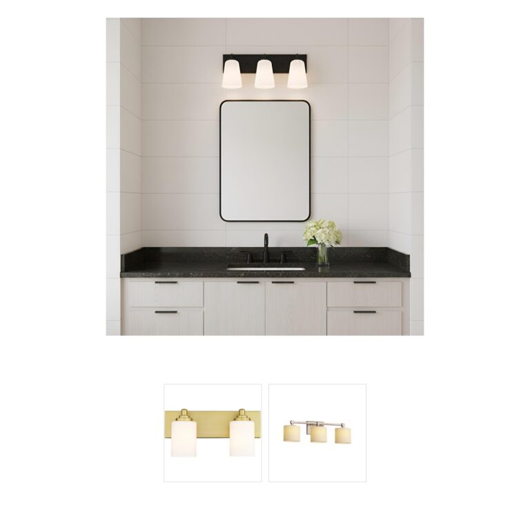 Generation Lighting Miles 18-Inch 3-Light Midnight Black Vanity with White Etched Glass