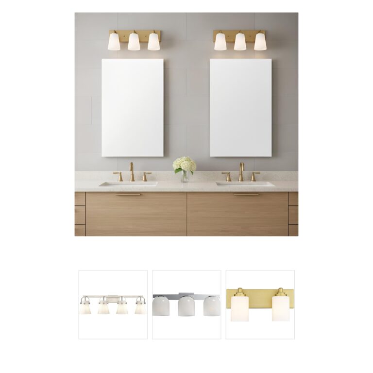 Generation Lighting Miles 3-Light Satin Brass Vanity with White Etched Glass