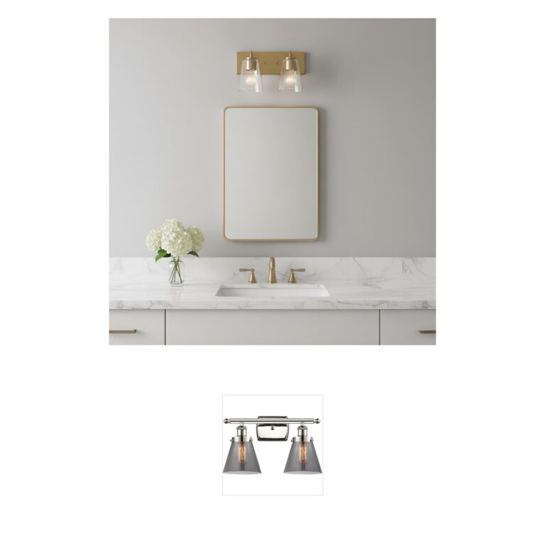 Generation Lighting Miles 2-Light Satin Brass Vanity Light with Clear Glass
