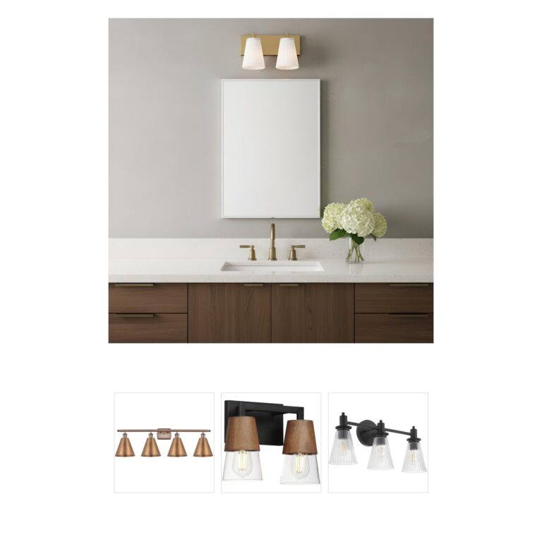 Generation Lighting Upson 2-Light Satin Brass Vanity with Fluted Glass