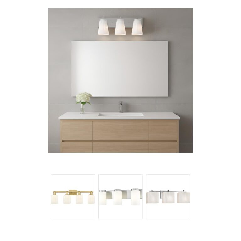 Generation Lighting Upson 18-Inch 3-Light Brushed Nickel Vanity with Fluted Glass