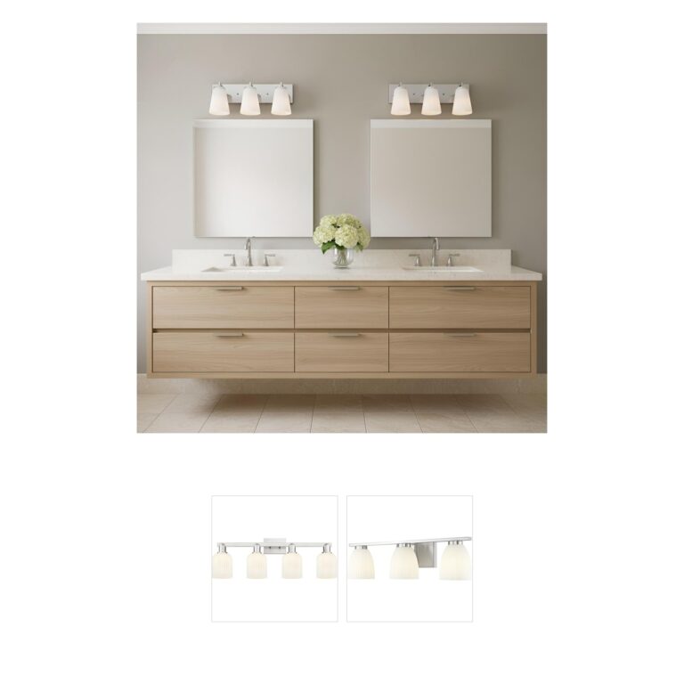 Generation Lighting Upson 18-Inch 3-Light Chrome Vanity with Clear Fluted White Glass
