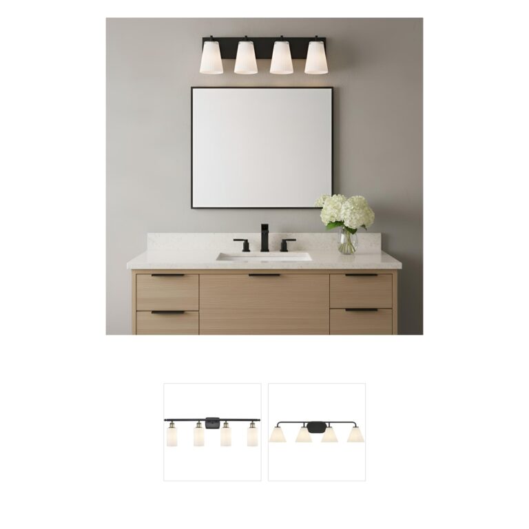 Generation Lighting Upson Midnight Black 4-Light Fluted Glass Vanity