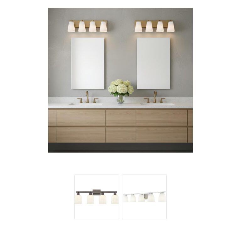 Generation Lighting Upson 4-Light Satin Brass Vanity with Clear Fluted Glass