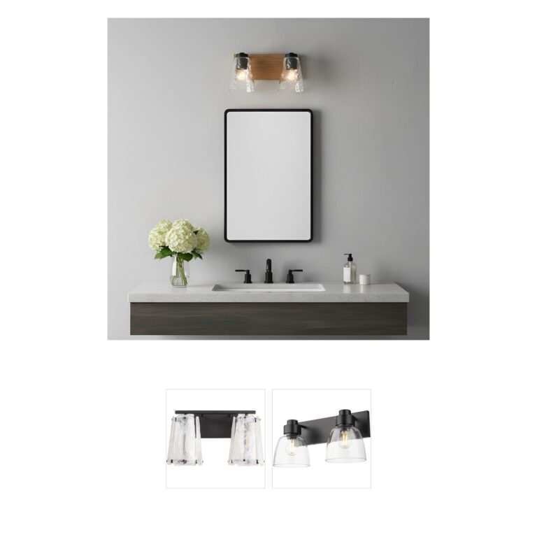 Generation Lighting Dunton 2-Light Midnight Black Vanity with Clear Water Glass