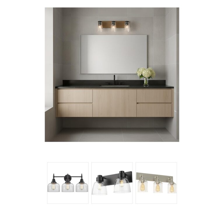 Generation Lighting Dunton 3-Light Midnight Black Vanity with Clear Water Glass
