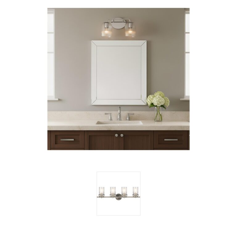 Generation Lighting Eisele 2-Light Chrome Vanity with Clear Ribbed Glass