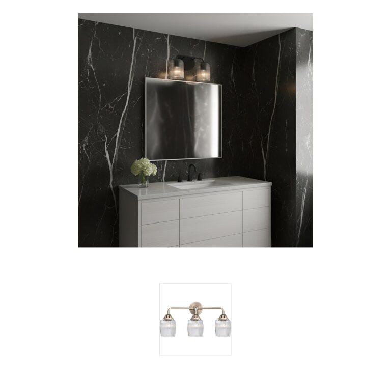 Generation Lighting Eisele 2-Light Midnight Black Vanity with Clear Ribbed Glass