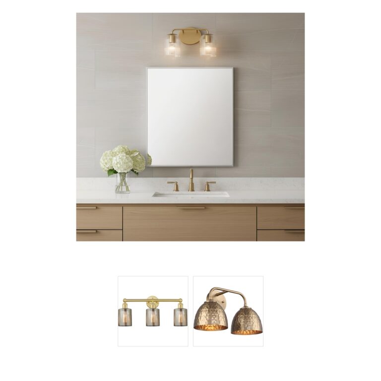 Generation Lighting Eisele 14-Inch 2-Light Satin Brass Vanity with Clear Ribbed Glass