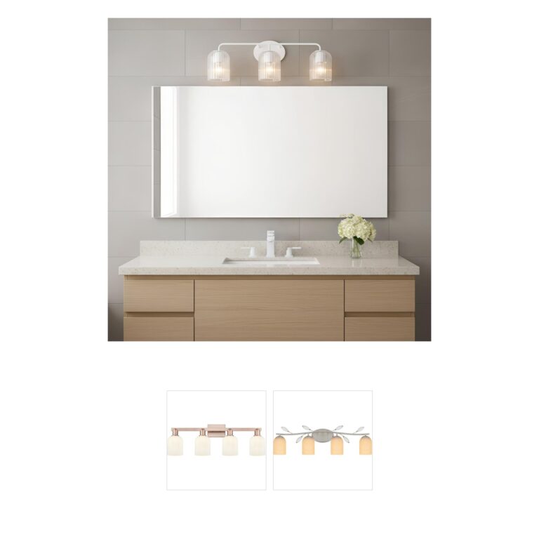 Generation Lighting Eisele 24-Inch 3-Light Matte White Vanity with Clear Ribbed Glass