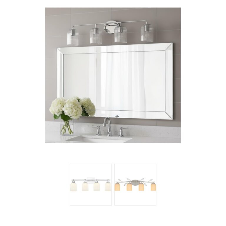 Generation Lighting Eisele 4-Light Chrome Vanity with Clear Ribbed Glass