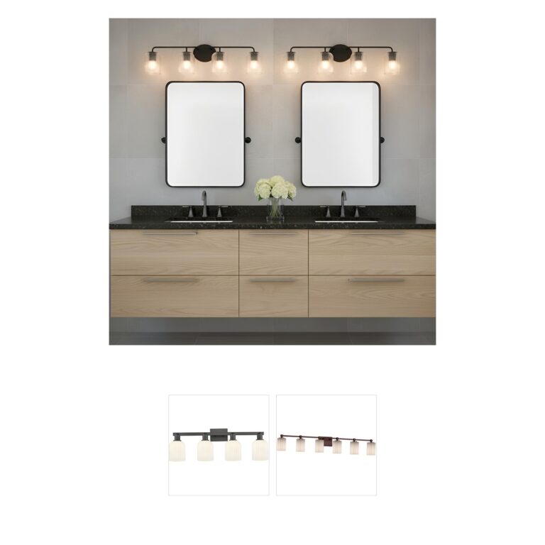 Generation Lighting Eisele 4-Light Midnight Black Vanity with Clear Ribbed Glass