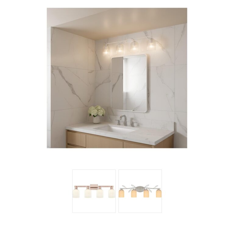 Generation Lighting Eisele 34-Inch 4-Light Matte White Vanity with Clear Ribbed Glass