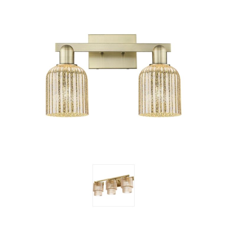 Innovations Lighting Bridal Veil 2-Light Antique Brass Vanity with Mercury Glass