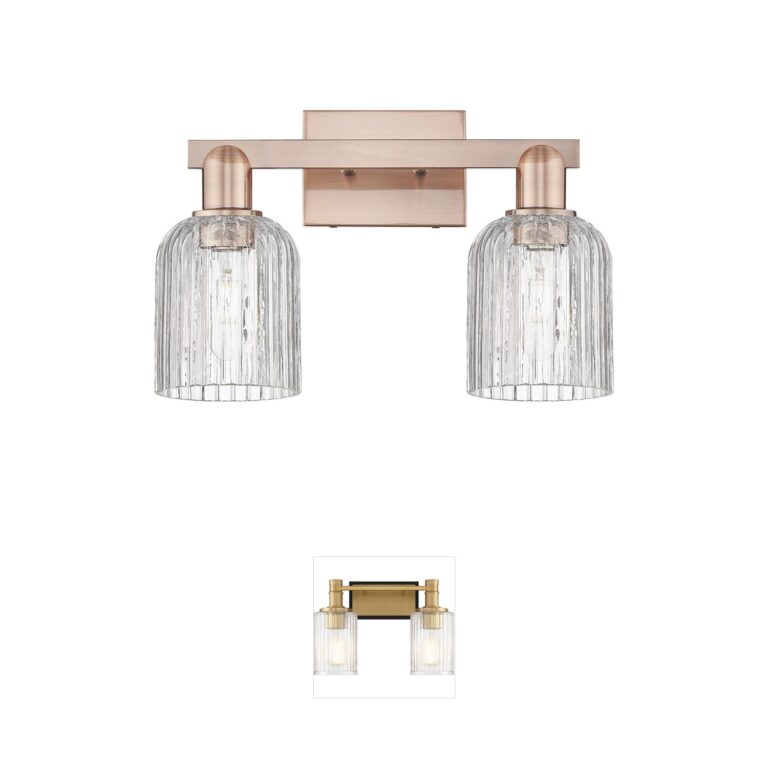 Innovations Lighting Bridal Veil 2-Light Antique Copper Vanity with Clear Hand-Blown Glass