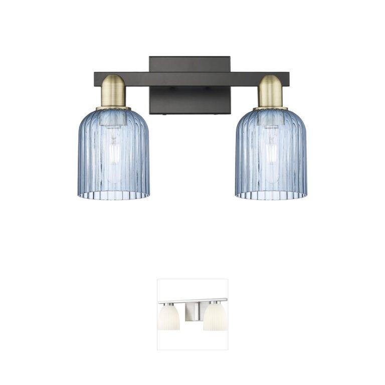 Innovations Lighting Bridal Veil 2-Light Black Antique Brass Vanity with Blue Glass