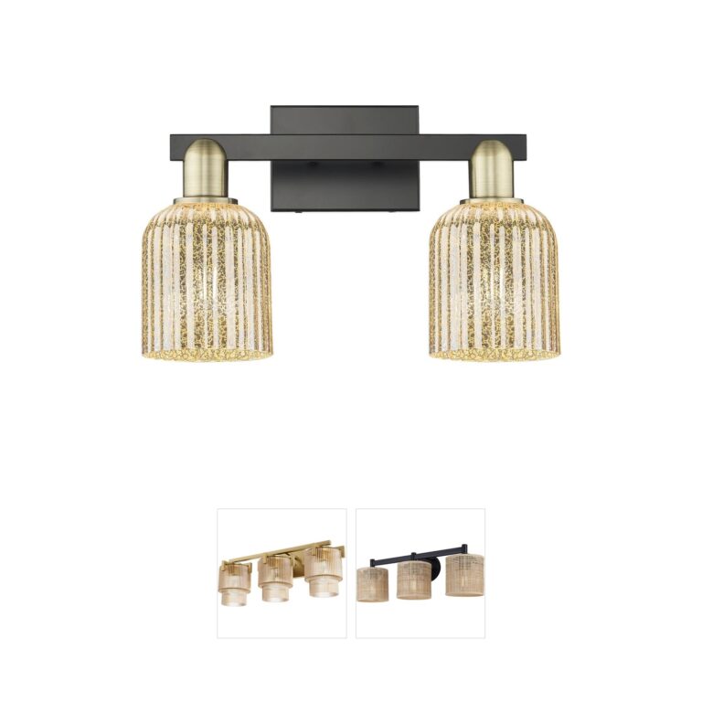 Innovations Lighting Bridal Veil 2-Light Vanity in Black Antique Brass and Mercury Glass