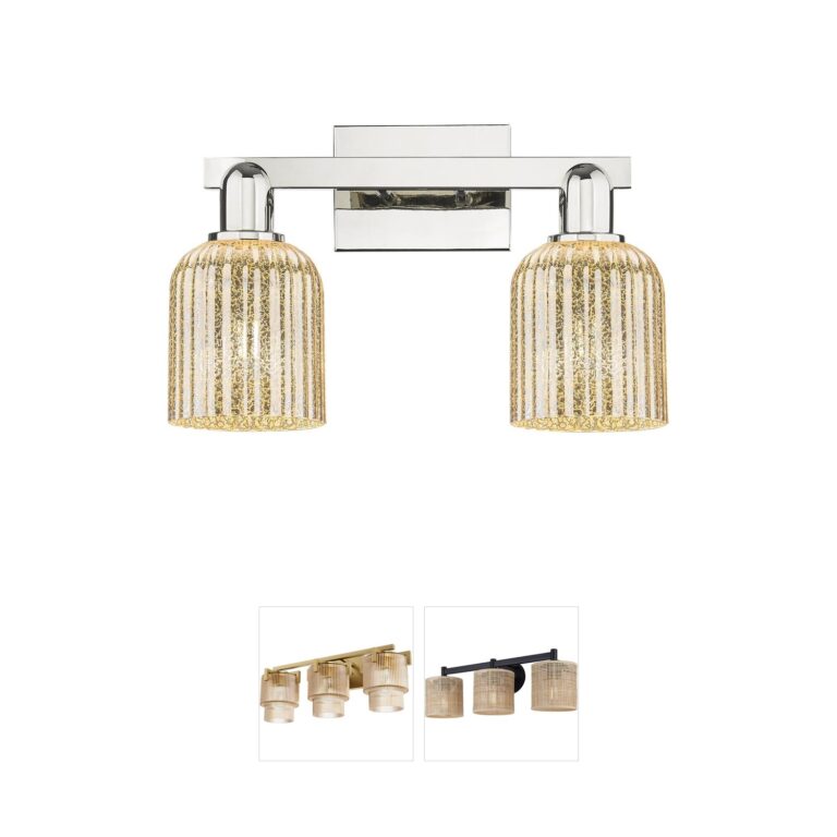 Innovations Lighting Bridal Veil 2-Light Polished Nickel Vanity with Hand-Blown Mercury Glass