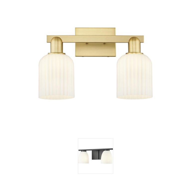 Innovations Lighting Bridal Veil 2-Light Satin Gold Vanity with Gloss White Glass