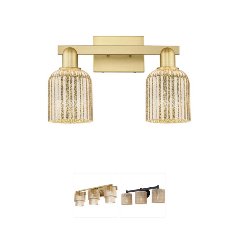 Innovations Lighting Bridal Veil 2-Light Satin Gold Mercury Glass Vanity Light
