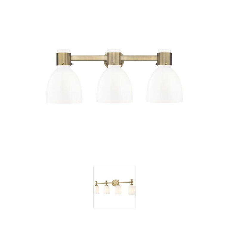 Innovations Lighting Lawton Bell 3-Light Brushed Brass Vanity with Gloss White Glass