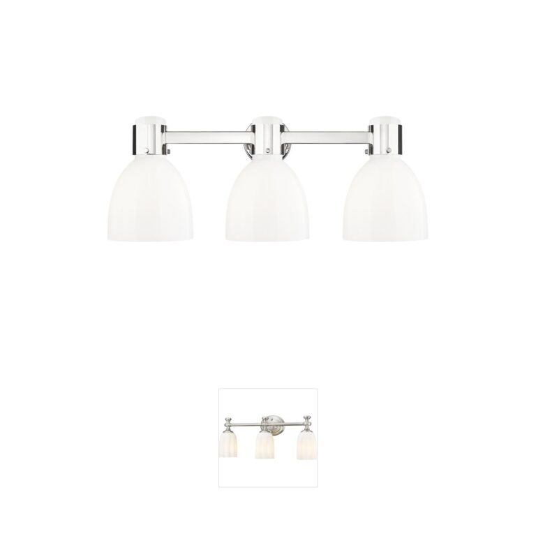 Innovations Lighting Lawton Bell Polished Nickel 3-Light Vanity with Gloss White Glass