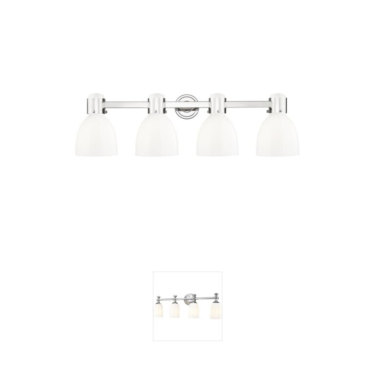 Innovations Lighting Lawton Bell Polished Nickel 4-Light Vanity Sconce with Gloss White Glass