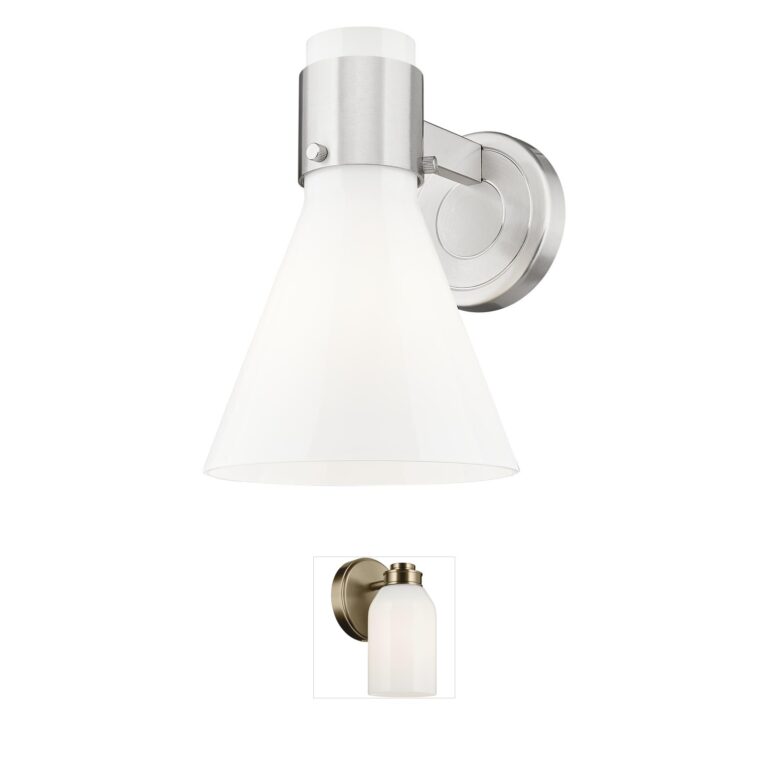Innovations Lighting Lawton Cone Satin Nickel Sconce with Gloss White Glass