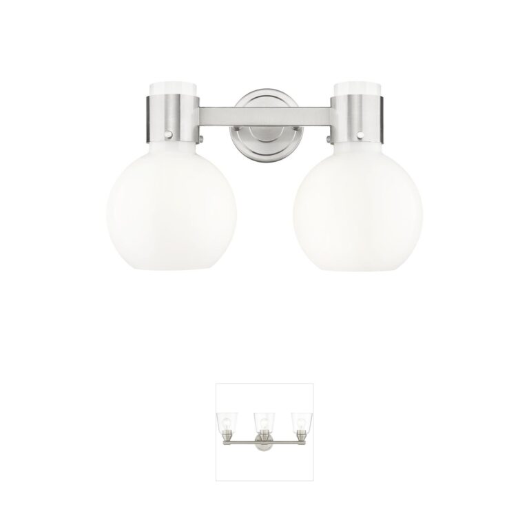 Innovations Lighting Lawton Sphere 2-Light Brushed Satin Nickel Vanity Light with Gloss White Glass