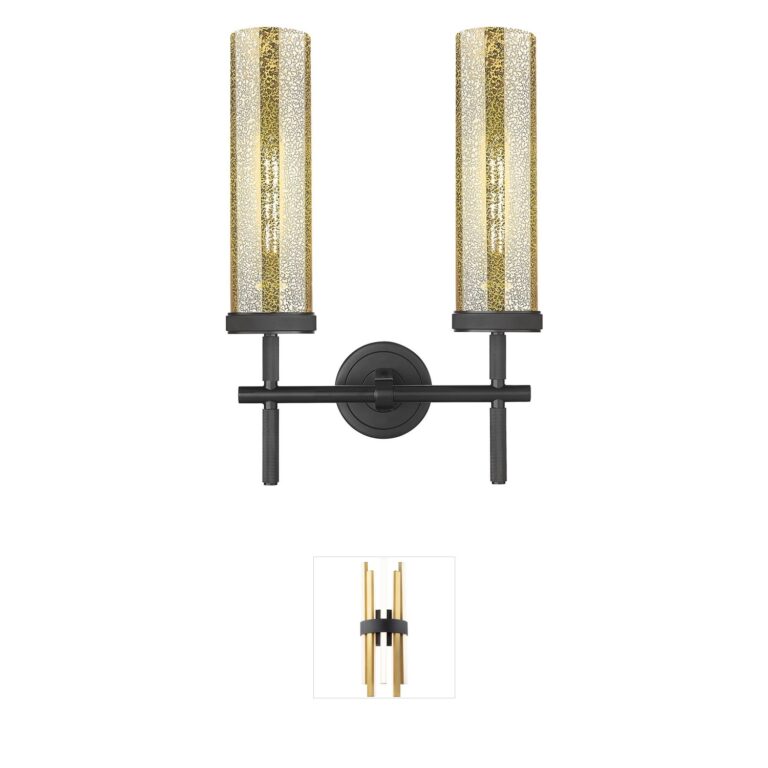 Innovations Lighting Lincoln 2-Light Matte Black Mercury Glass Vanity Light
