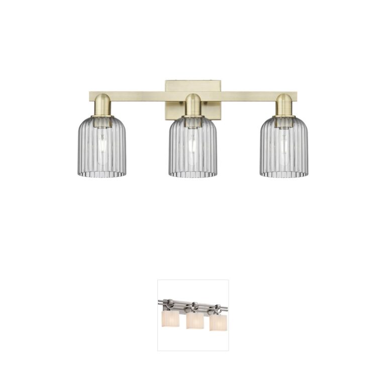 Innovations Lighting Bridal Veil 3-Light Antique Brass Vanity Sconce with Light Smoke Glass