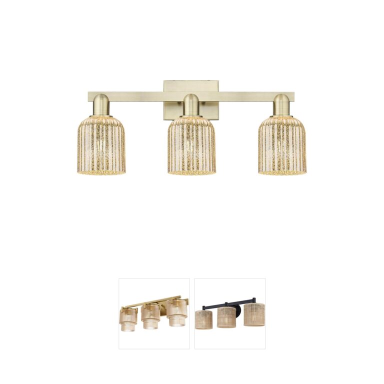 Innovations Lighting Bridal Veil 3-Light Antique Brass Vanity with Mercury Shades