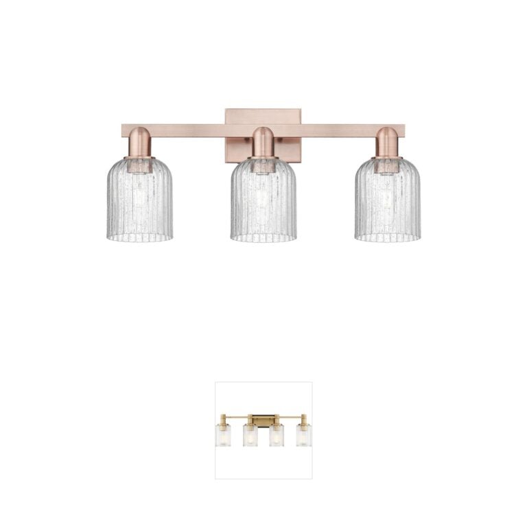 Innovations Lighting Bridal Veil 3-Light Antique Copper Seedy Glass Vanity Light