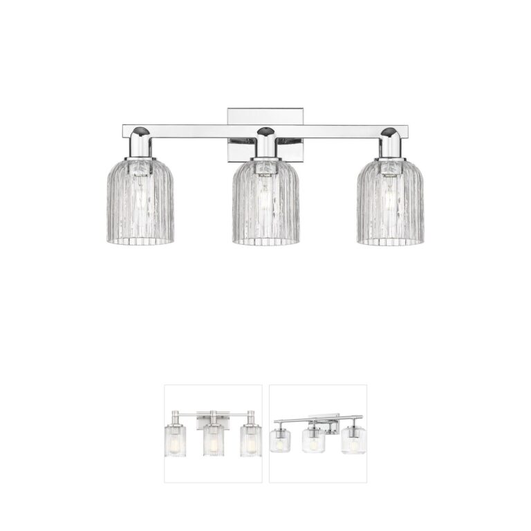 Innovations Lighting Bridal Veil 24-Inch 3-Light Polished Chrome and Clear Hand-Blown Glass Vanity Light