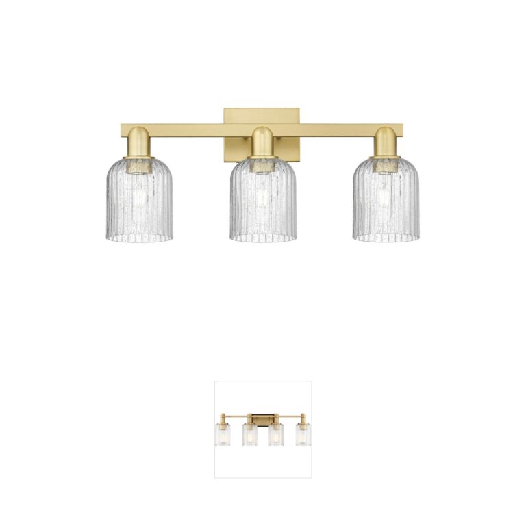 Innovations Lighting Bridal Veil 24-Inch 3-Light Satin Gold Vanity with Seedy Glass
