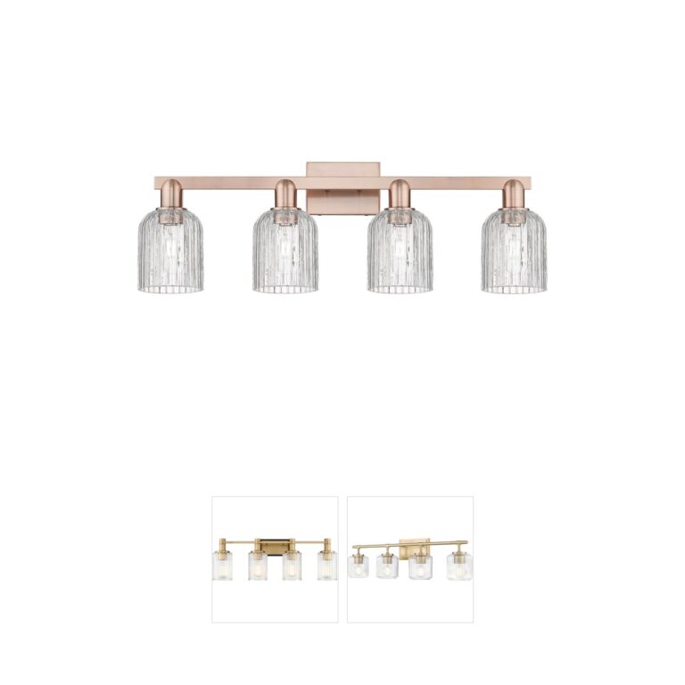 Innovations Lighting Bridal Veil 4-Light Vanity with Clear Glass in Antique Copper