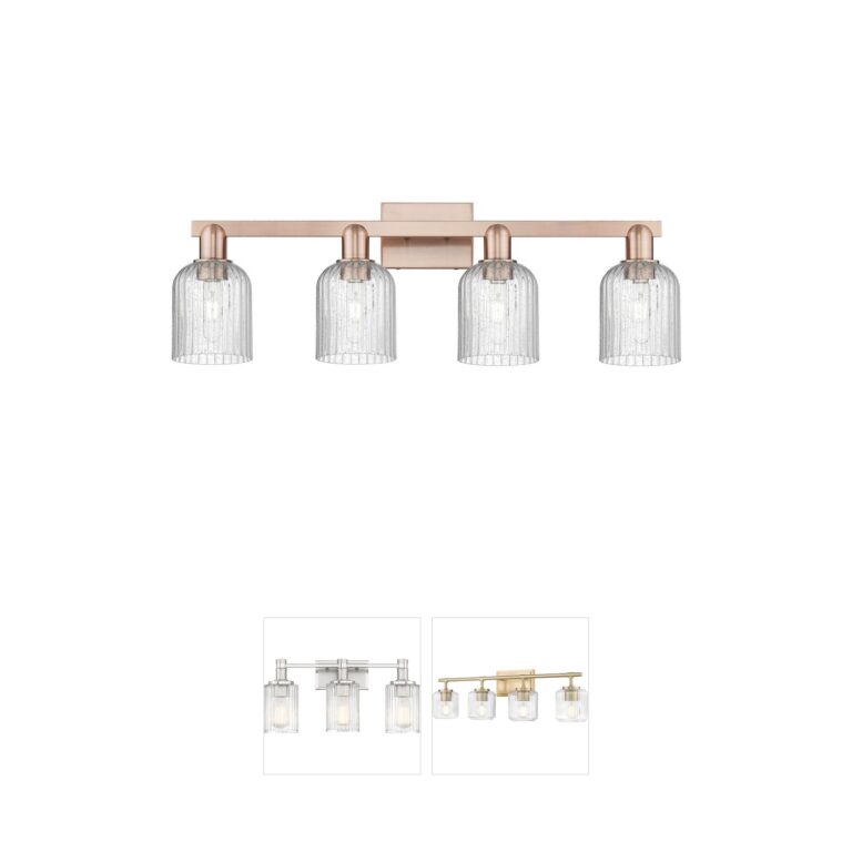 Innovations Lighting Bridal Veil 4-Light Antique Copper Seedy Glass Bath Vanity