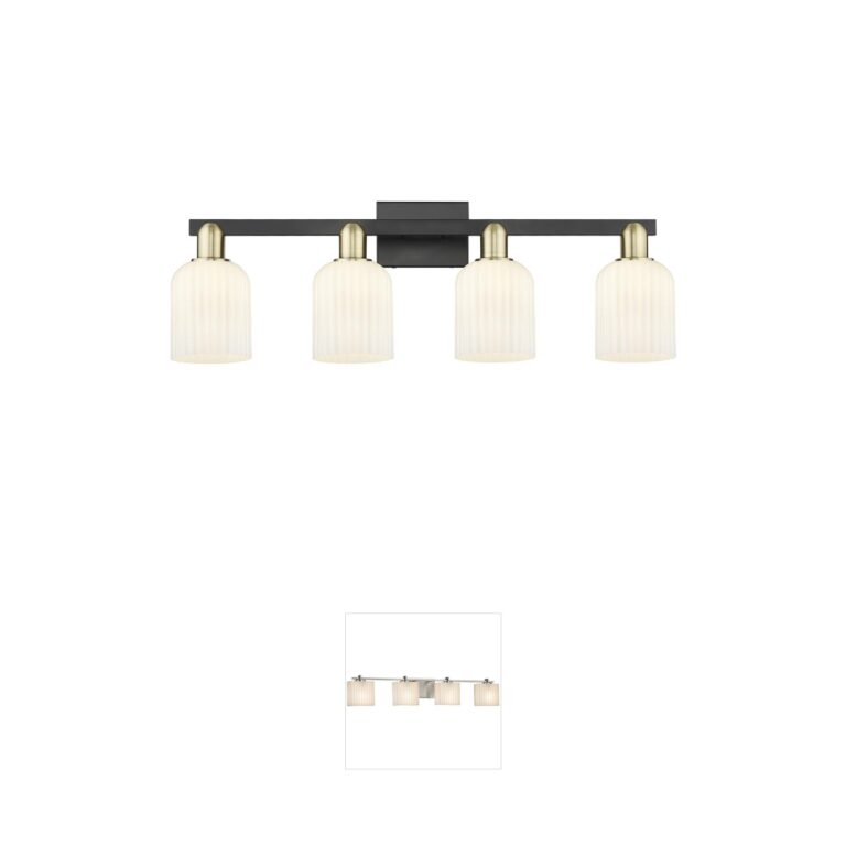 Innovations Lighting Bridal Veil 4-Light Black Antique Brass Vanity Light